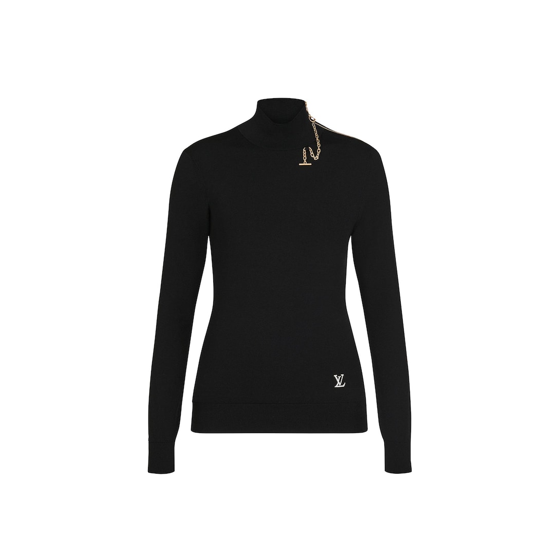 Shoulder Detail Turtleneck Sweater - Luxury Black | LOUIS VUITTON